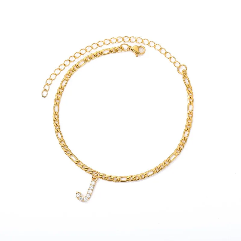 Tiny A-Z Initial Letter Anklets For Women Stainless Steel Gold Color Alphabet Cuban Link Anklet Bracelet Boho Jewelry Gift Bijou