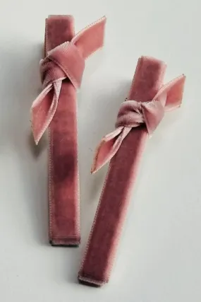 Velvet Bar Knot Hair Clips Rose