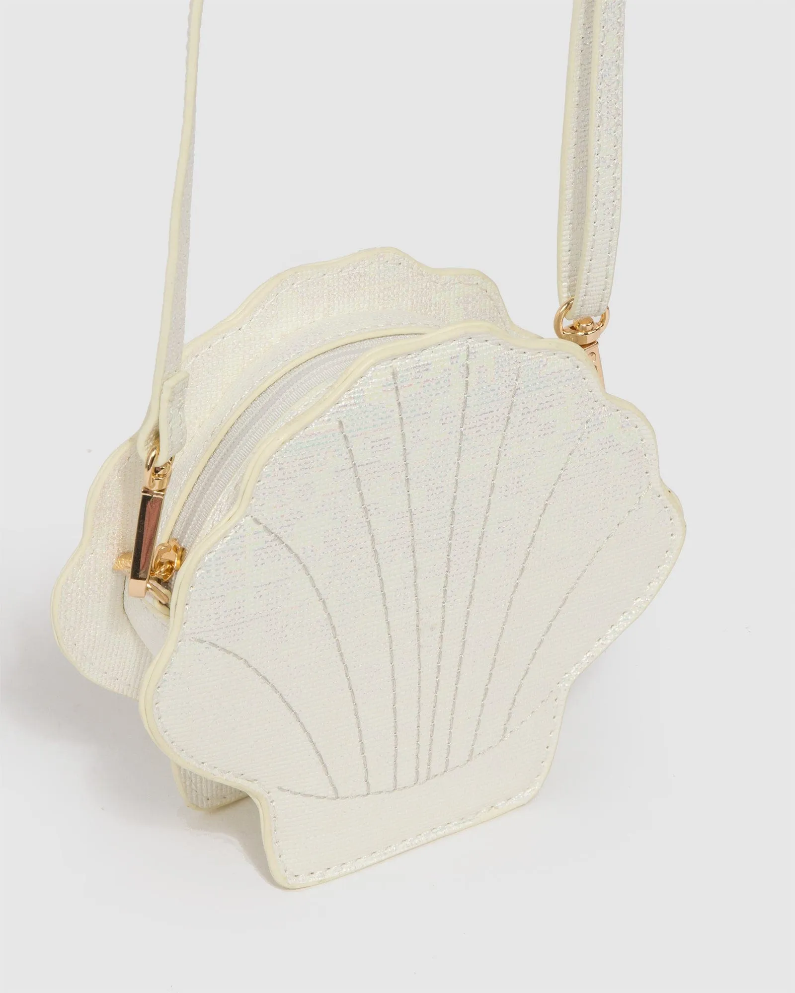 White Glitter Kids Shell Crossbody Bag