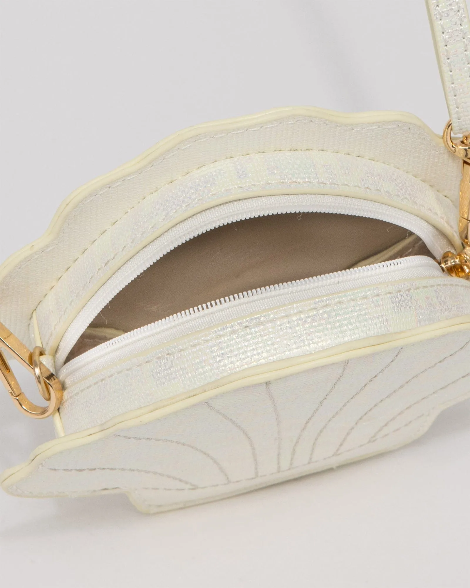White Glitter Kids Shell Crossbody Bag