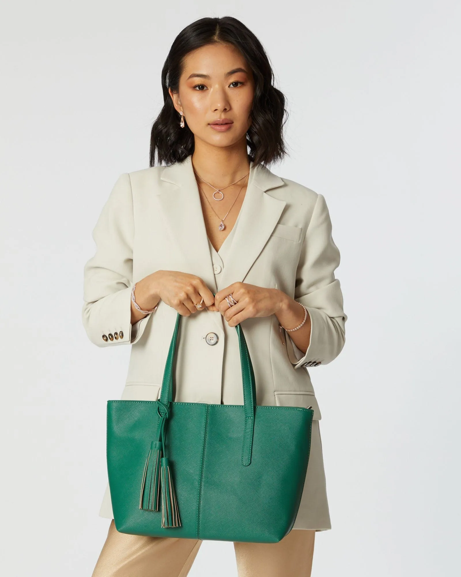 Yesenia Tassel Green Tote Bag